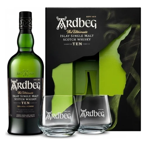 Виски Ardbeg 10Y + 2 Glasses 46% 0.7L