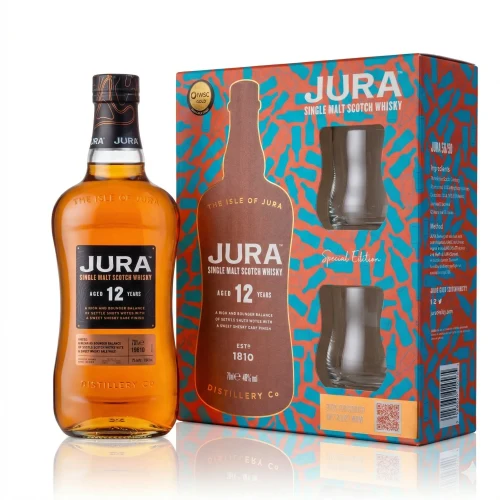 Виски Jura 12 Y.O. + 2 Glasses 40% 0.7L